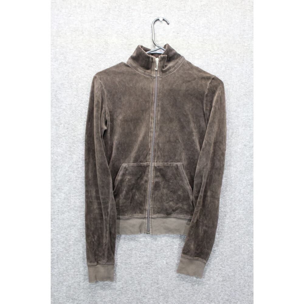 Juicy Couture zip sweatshirt made in USA womens size medium brown *Flaw*